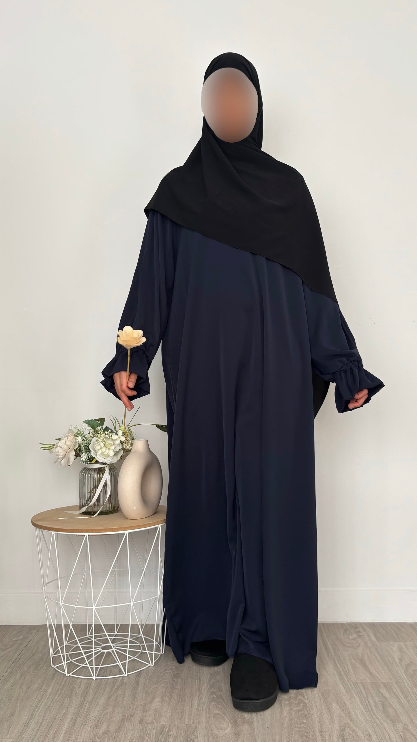 Abaya manches tulipes - Bleu marine