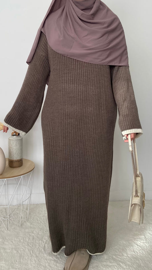 Robe pull tricot - Taupe