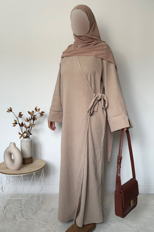 Robe à nouer en velours - Beige