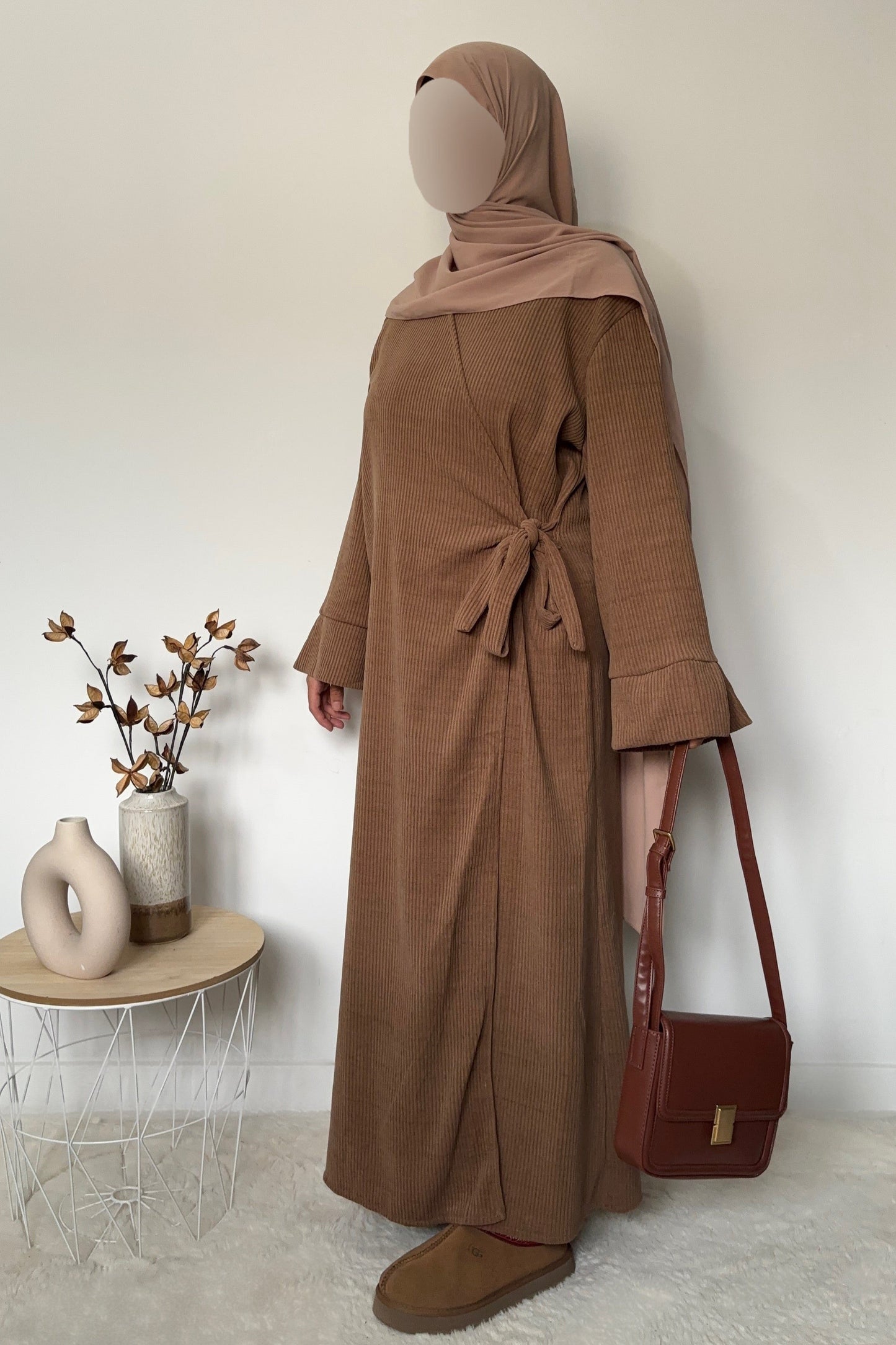 Robe à nouer en velours - Camel