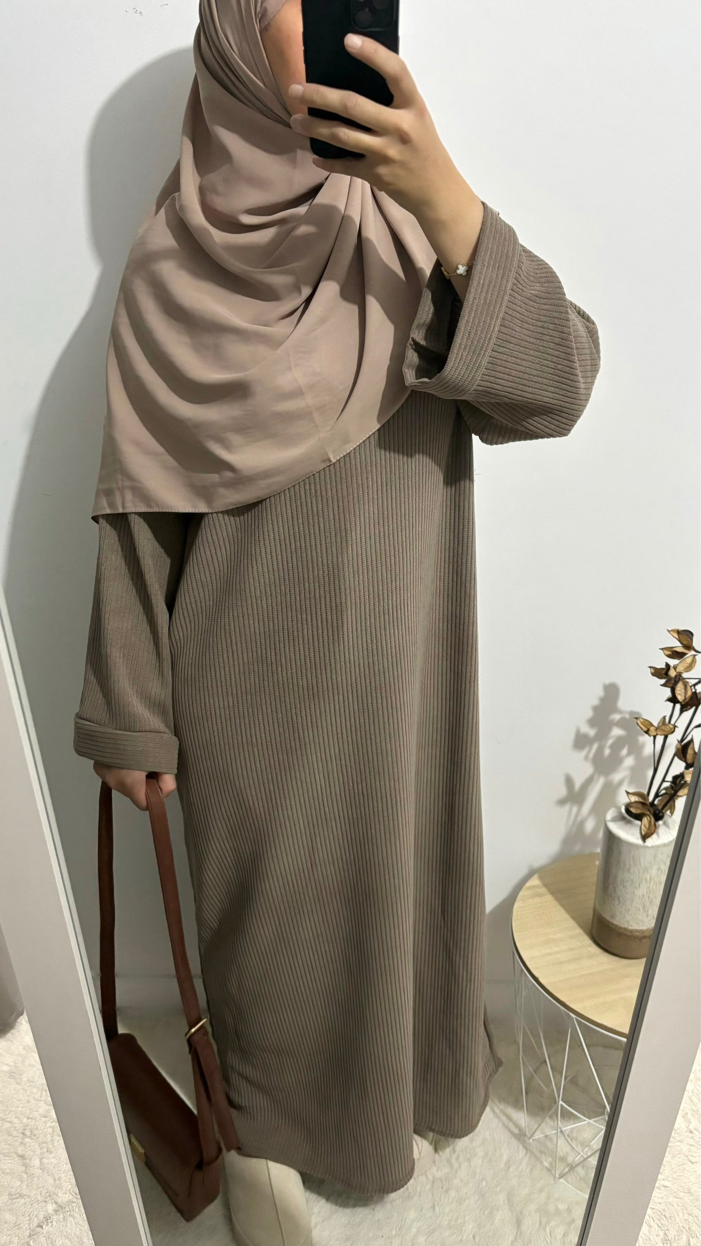 Robe pull velours côtelé - Taupe