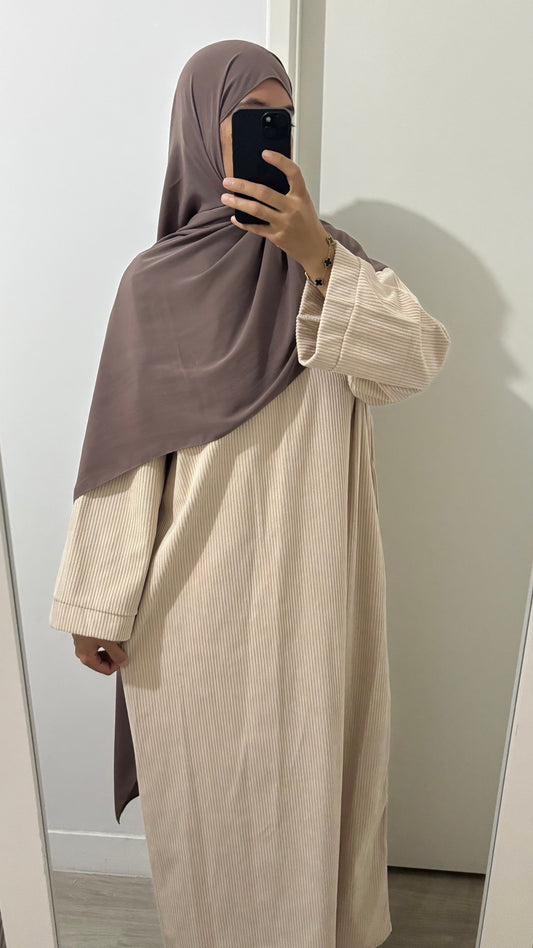 Robe pull velours côtelé - Beige