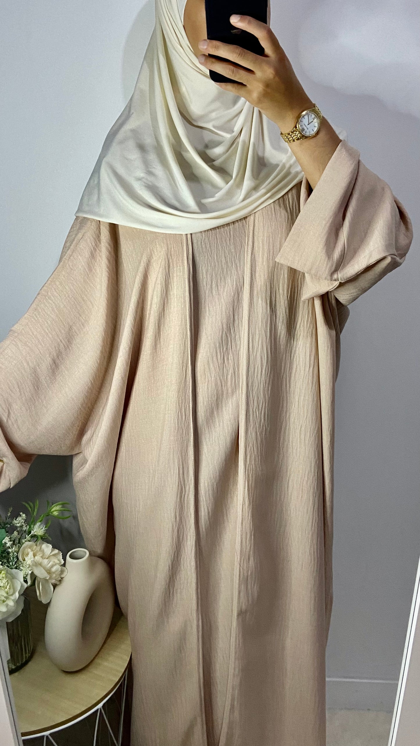 Abaya 2 pièces lin - Beige