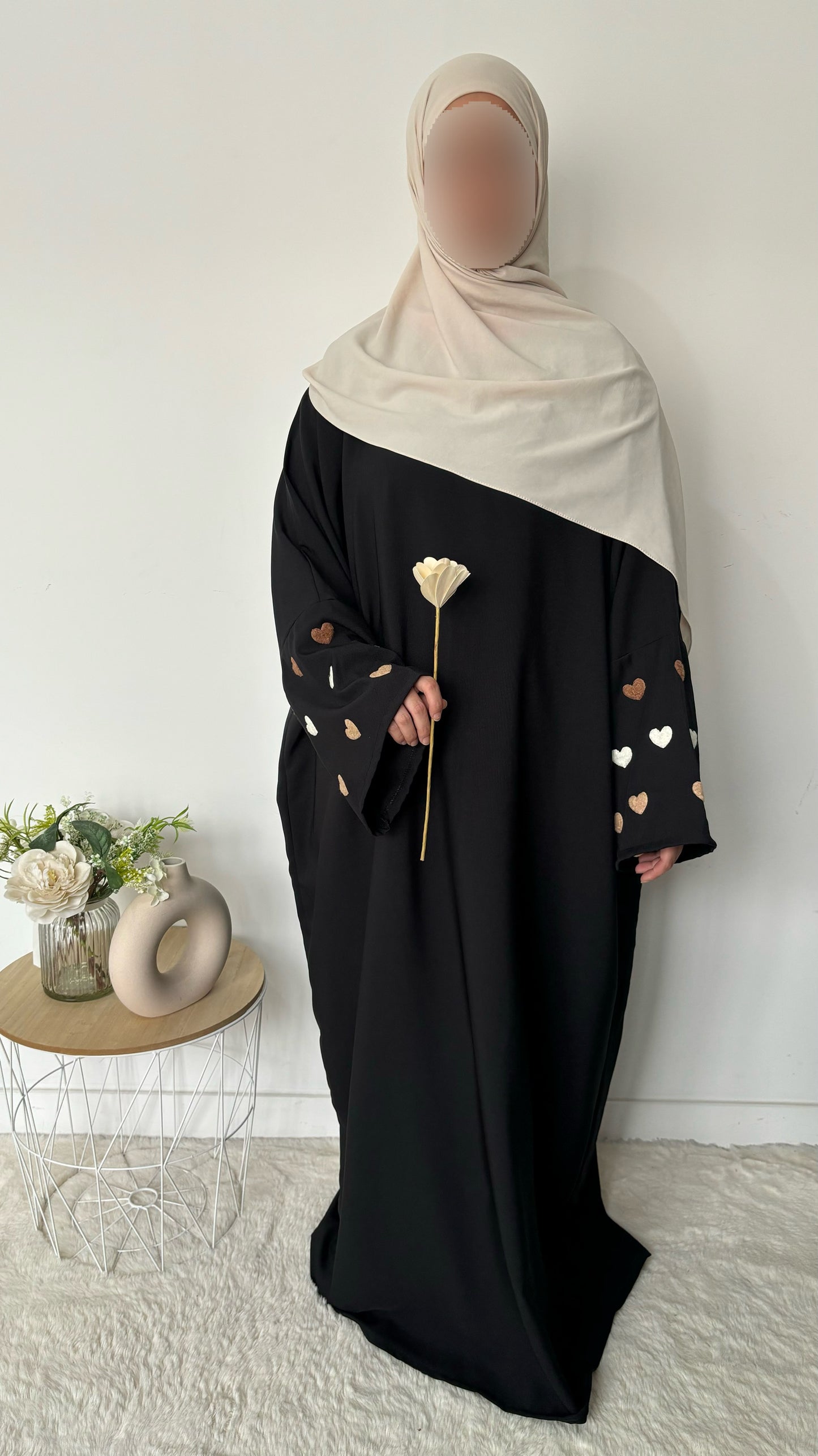 ABAYA COEURS - NOIR