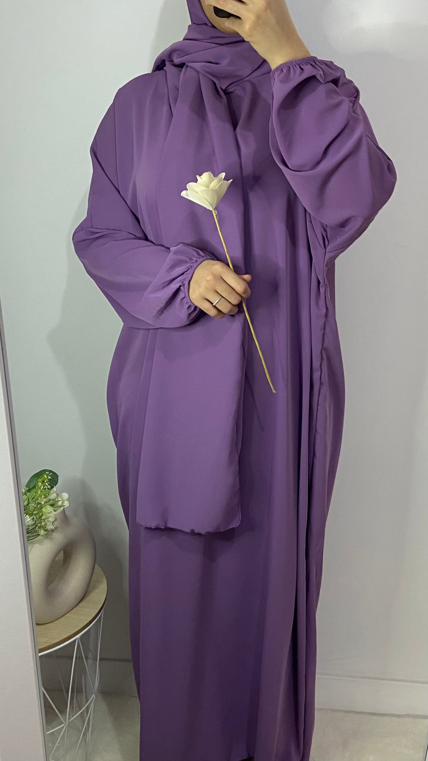 Abaya avec voile intégré - Lilas