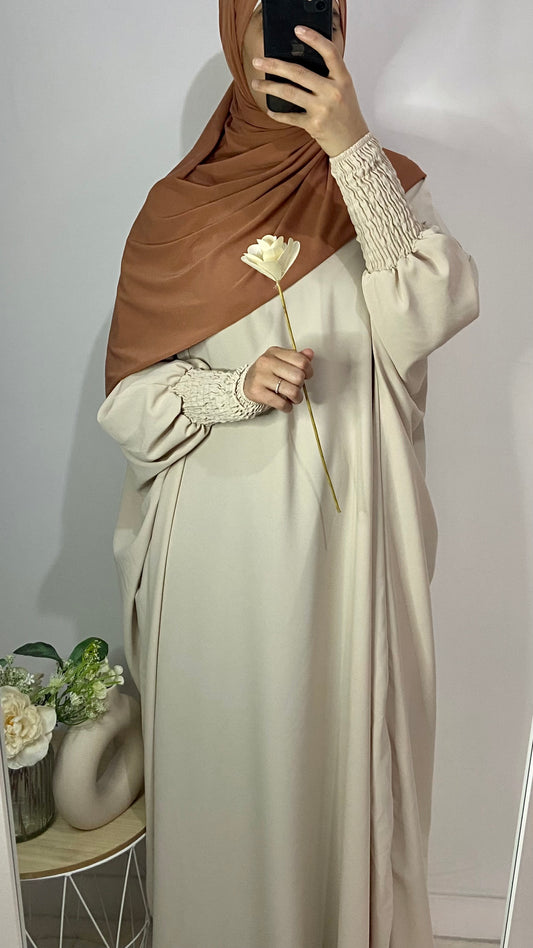 Abaya coupe papillon - Crème