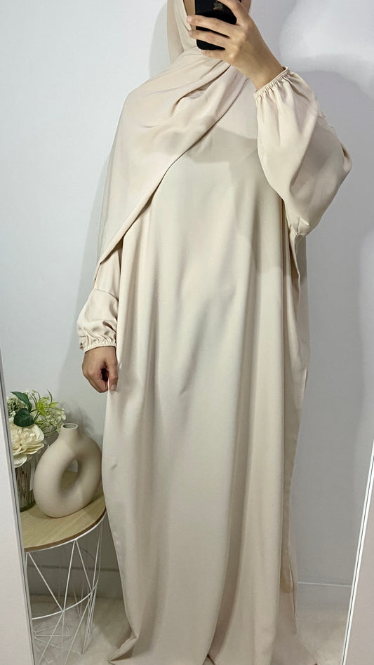 Abaya avec voile intégré - Beige