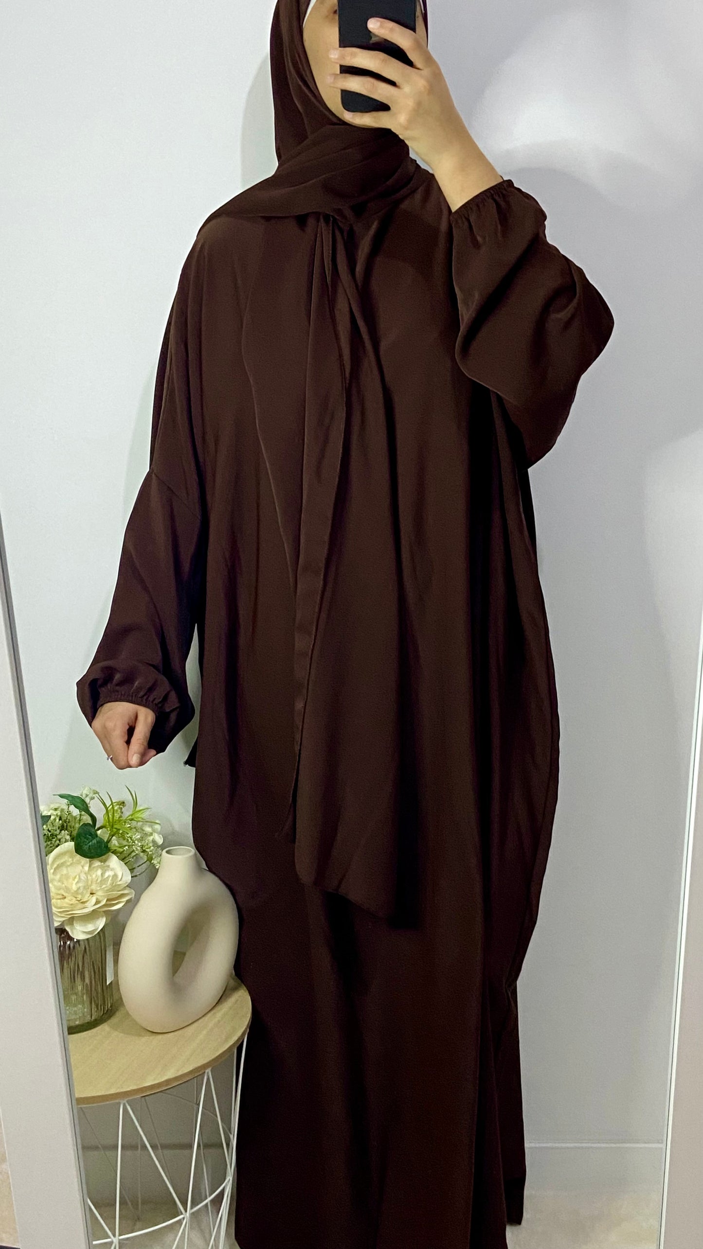 Abaya avec voile intégré - Chocolat