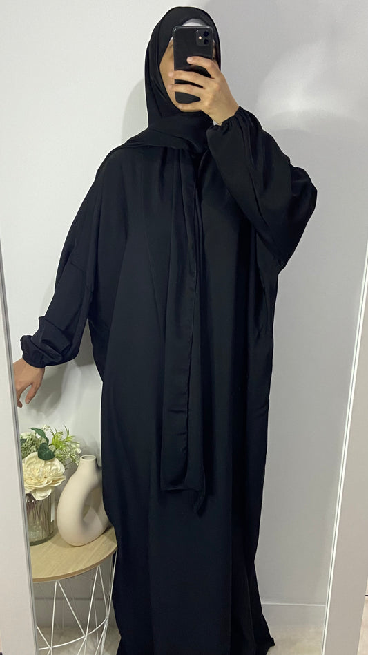 Abaya avec voile intégré - Noir