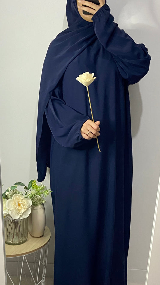 Abaya avec voile intégré - Bleu marine